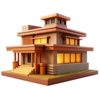 wonderful artistic Frank Lloyd Wright inspired house, prairie style, horizontal lines, warm natural lighting, organic architecture style original png