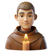 extraordinary modern Portrait of a serene monk with a peaceful expression, illuminated by the soft glow of candles, styled as a classical Renaissance painting genuine png