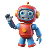 stunning modern A friendly, cartoonish robot with oversized eyes and bright primary colors, waving hello, lit by soft, diffused daylight. Cartoon style original png