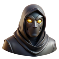 elegant creative Portrait of a mysterious masked figure with piercing eyes, shrouded in shadows, lit by a single beam of light, in a noir art style 4K png