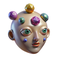 magnificent vintage A floating, disembodied head with eyes made of gemstones. Surrealism style high quality png