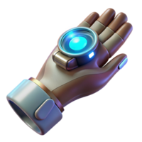elegant rustic A futuristic, wearable device with sleek design and holographic interface projected onto the user's hand, illuminated by a dynamic, pulsating light in a technology style original png