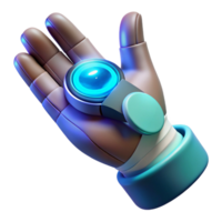 serene minimalist A futuristic, wearable device with sleek design and holographic interface projected onto the user's hand, illuminated by a dynamic, pulsating light in a technology style professional png