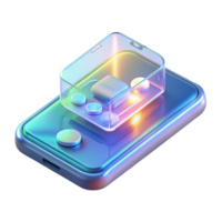 impressive rustic A transparent smartphone displaying a holographic interface, futuristic design, product design style high resolution png