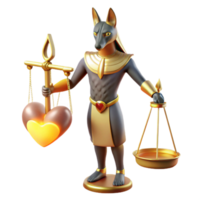dramatic rustic A proud Anubis with the head of a jackal and the body of a man, weighing a heart on a golden scale, illuminated by a divine light. Ancient Egyptian style genuine png