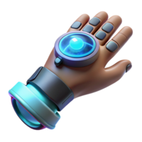 impressive abstract A futuristic, wearable device with sleek design and holographic interface projected onto the user's hand, illuminated by a dynamic, pulsating light in a technology style original png