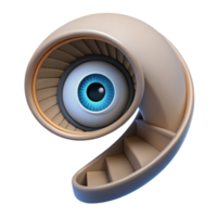 dramatic minimalist A spiral staircase leading into a giant, open eye. M.C. Escher style authentic png