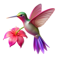 stunning abstract A hummingbird hovering near a vibrant fuchsia flower, bokeh effect, soft lighting, nature photography style authentic png