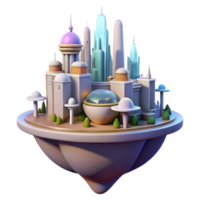 wonderful traditional A futuristic city built on interconnected floating islands, utopian design, soft, warm lighting exclusive png