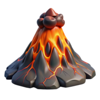stunning rustic A volcanic eruption, fiery lava flowing, dramatic and powerful high resolution png