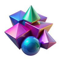 magnificent abstract Fractured geometric shapes in vibrant neon hues, with sharp, contrasting shadows and a cyberpunk aesthetic high resolution png
