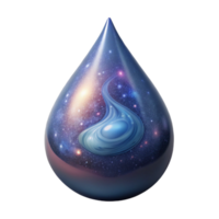 serene rustic A single teardrop containing a miniature galaxy swirling with nebulae and stardust, illuminated by cosmic light, in a surrealism art style professional png