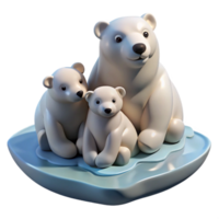 wonderful minimalist A family of polar bears huddled together on a shrinking ice floe, under a pale, arctic sky, in a poignant, environmental art style genuine png