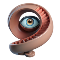 serene classic A spiral staircase leading into a giant, open eye. M.C. Escher style high quality png