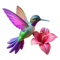 serene classic A hummingbird hovering near a vibrant fuchsia flower, bokeh effect, soft lighting, nature photography style authentic png