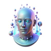 extraordinário criativo uma holográfico projeção do uma humano face pisca dentro a ar, cercado de córregos do binário código. ambiente iluminação, digital arte estilo genuíno png