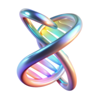 vibrant contemporary A holographic projection of a DNA double helix rotating slowly, glowing with an inner luminescence, lit by a soft, diffused light. Scientific illustration style original png