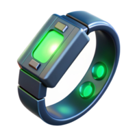 vibrant contemporary A futuristic, wearable technology armband displaying biometric data, glowing with a pulsating green light. Product design, minimalist style exclusive png