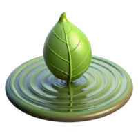 elegant abstract A single leaf floating on water, ripples and reflections, zen garden style authentic png