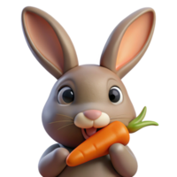 dramatic creative A curious rabbit nibbling on a carrot, close-up, soft lighting authentic png