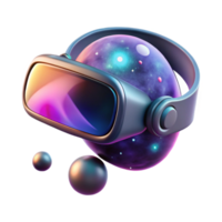 stunning creative A virtual reality headset floating in space, illuminated by the ethereal glow of a nebula, in a surreal style high resolution png