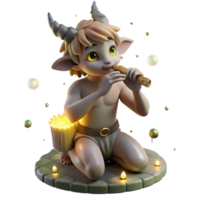 dramatic contemporary A mischievous satyr playing a pan flute, surrounded by dancing nymphs, lit by the soft glow of fireflies. Rococo style original png