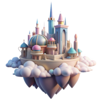 beautiful creative Floating city in the clouds, ethereal architecture, pastel colors, dreamlike atmosphere, fantasy art, soft light high resolution png
