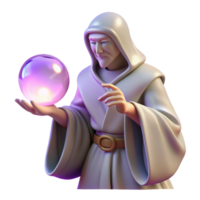 stunning artistic A wise oracle with flowing robes and a crystal ball, gazing into the future, illuminated by an ethereal light. Neoclassical style professional png