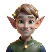 magnificent vintage Portrait of a mischievous elf with pointed ears and a playful smirk, lit by twinkling fairy lights, in a fantasy art style authentic png