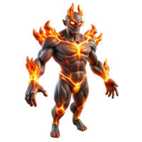 vibrant vintage A powerful elemental being made of fire, surrounded by flames, illuminated by its own internal glow. Abstract fantasy, digital art style detailed png