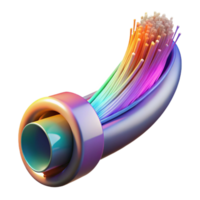 impressive artistic A close-up of a fiber optic cable transmitting data, glowing with vibrant colors, abstract art style exclusive png