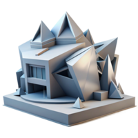 beautiful classic Deconstructivist museum, fragmented forms, sharp angles, dramatic uplighting, abstract style premium png