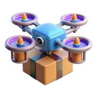 magnificent minimalist A futuristic drone delivering a package in a dense urban environment, fast motion blur, cyberpunk style premium png