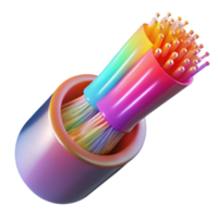 elegant minimalist A close-up of a fiber optic cable transmitting data, glowing with vibrant colors, abstract art style genuine png