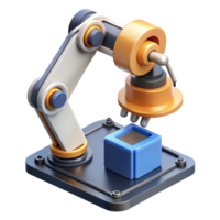 dramatic creative A robotic arm assembling a microchip, industrial setting, realistic lighting and textures professional png