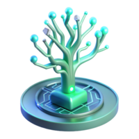 serene vintage A bioluminescent tree growing from a circuit board, branches glowing with an ethereal light, in a surreal, dreamy style genuine png