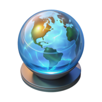 extraordinary traditional A transparent, holographic projection of the Earth rotating slowly, displaying real-time weather patterns, lit by a dim, ambient glow high resolution png