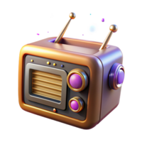 wonderful modern An antique radio transforming into a holographic speaker, mid-transformation, glowing particles, dramatic lighting original png