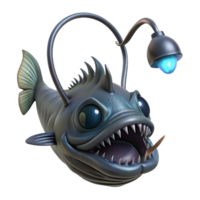 beautiful vintage A deep sea anglerfish, its bioluminescent lure attracting smaller fish, ominous, horror style 4K png