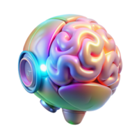 wonderful modern A holographic projection of a human brain, rotating slowly, different areas highlighted in different colors, lit by a cool, clinical light. Sci-Fi style detailed png