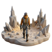 vibrant minimalist A lone wanderer traversing a desolate wasteland, apocalyptic setting, fantasy art detailed png