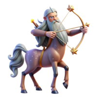 stunning traditional A wise centaur with a long flowing beard and a bow and arrow, gazing at a distant constellation, illuminated by starlight. Renaissance style detailed png