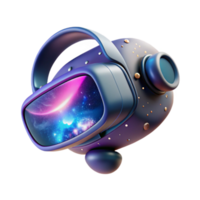 serene rustic A virtual reality headset floating in space, illuminated by the ethereal glow of a nebula, in a surreal style detailed png