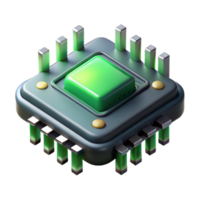dramatic artistic A close-up of a microchip with intricate circuitry and glowing transistors, highly detailed and textured, dark background with green accents, technical illustration style original png