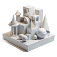 magnificent traditional Conceptual architectural model, abstract forms, geometric shapes, white material, minimalist design, studio lighting original png