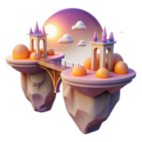 impressive creative Floating islands connected by bridges of light, vibrant sunset, dreamlike atmosphere, Art Nouveau architecture authentic png