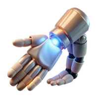extraordinary rustic A robotic hand delicately holding a human hand, illuminated by soft, emotional lighting, in a poignant, humanistic style premium png