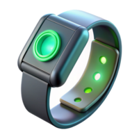 dramatic contemporary A futuristic, wearable technology armband displaying biometric data, glowing with a pulsating green light. Product design, minimalist style detailed png