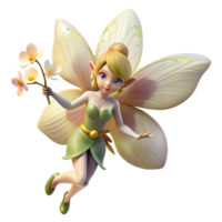 impressive creative A whimsical fairy with gossamer wings, sprinkling pixie dust that transforms into blooming orchids, lit by soft, dappled sunlight. Impressionist style high resolution png