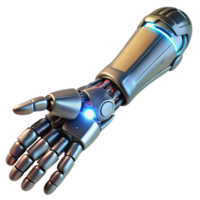 serene abstract A biomechanical prosthetic arm extending towards the viewer, detailed musculature and circuitry visible, lit by a cool, clinical light authentic png